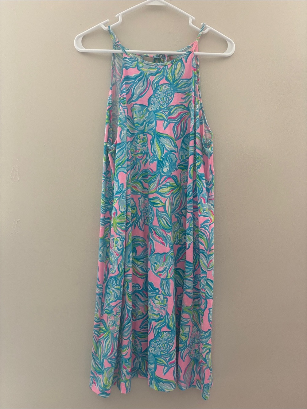 Lilly Pulitzer Pink Tropical Print Halter Dress